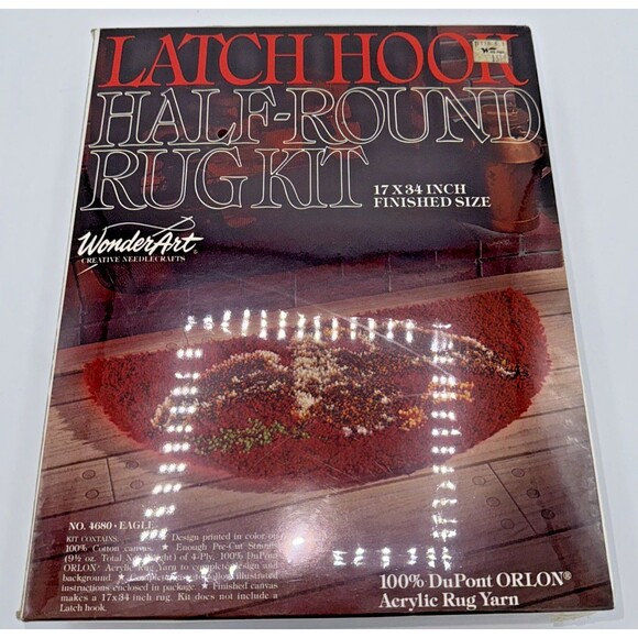 Vintage "Eagle Patriotic" Rug Latch Hooking Kit Half Round 17"X34" #4680 NEW - Picture 10 of 12